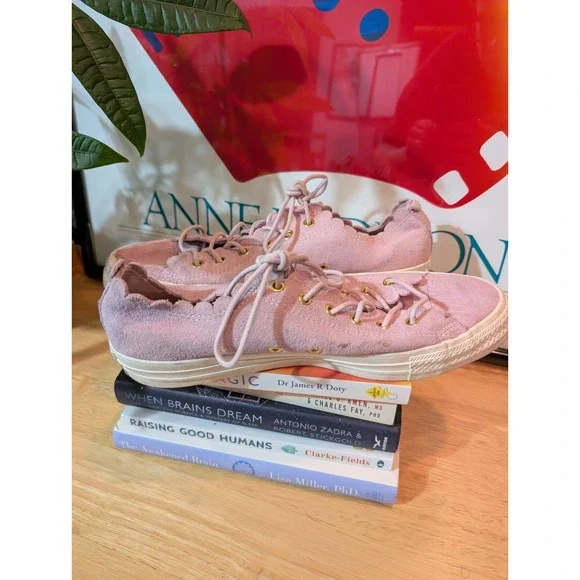 Converse CT All Star Frilly Thrills Low Pink Foam Suede Sneakers Size 10 - Picture 3 of 10